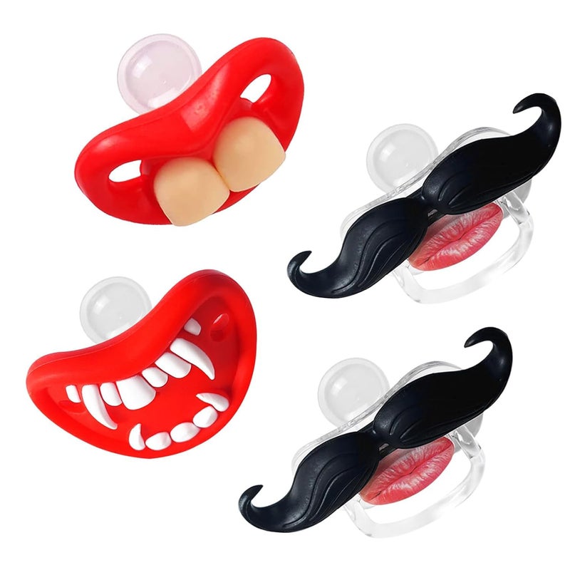 YAPROMO Funny Pacifiers for Babies,Mustache Pacifier 0-6-18 Months,Halloween Pacifiers for Toddlers, Funny Teeth Pacifier for Boys and Girls - Image 4